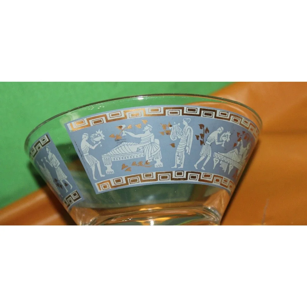 7 Pc Pattern Hazel Atlas Arabian Knights Wegewood Cups And Bowl Blue White